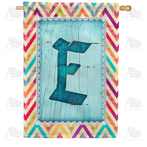 Multi Color Chevron Monogram Double Sided House Flag