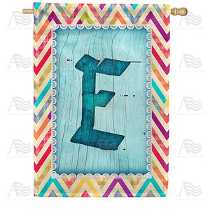 Multi Color Chevron Monogram Double Sided House Flag