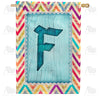 Multi Color Chevron Monogram Double Sided House Flag