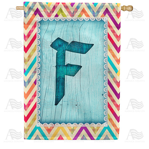 Multi Color Chevron Monogram Double Sided House Flag