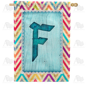 Multi Color Chevron Monogram Double Sided House Flag