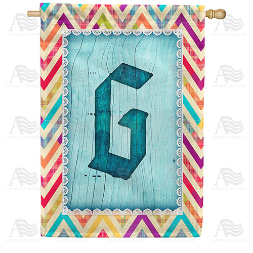 Multi Color Chevron Monogram Double Sided House Flag