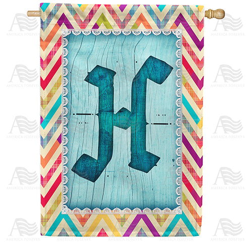 Multi Color Chevron Monogram Double Sided House Flag