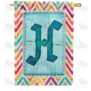 Multi Color Chevron Monogram Double Sided House Flag