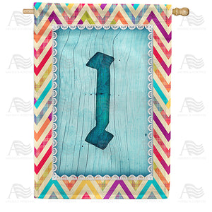Multi Color Chevron Monogram Double Sided House Flag