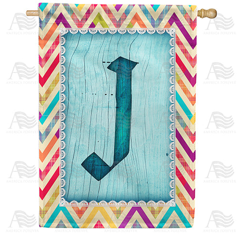 Multi Color Chevron Monogram Double Sided House Flag