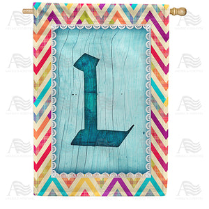 Multi Color Chevron Monogram Double Sided House Flag