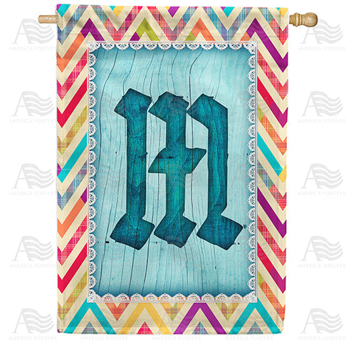 Multi Color Chevron Monogram Double Sided House Flag