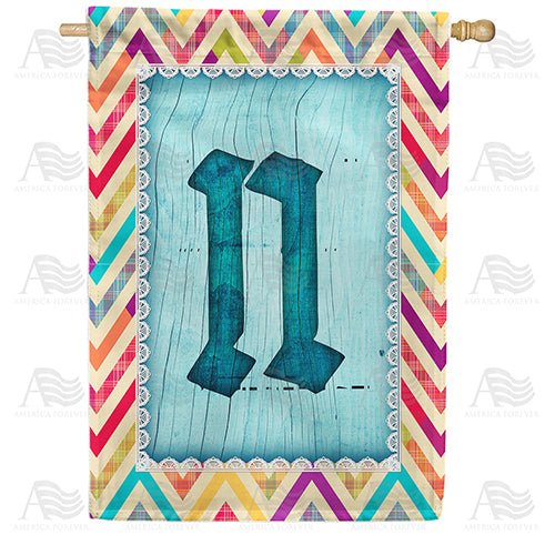 Multi Color Chevron Monogram Double Sided House Flag