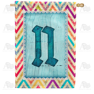 Multi Color Chevron Monogram Double Sided House Flag