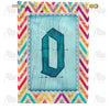 Multi Color Chevron Monogram Double Sided House Flag