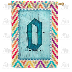 Multi Color Chevron Monogram Double Sided House Flag