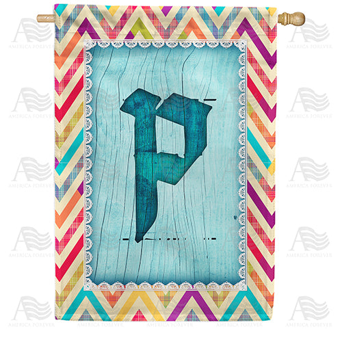 Multi Color Chevron Monogram Double Sided House Flag