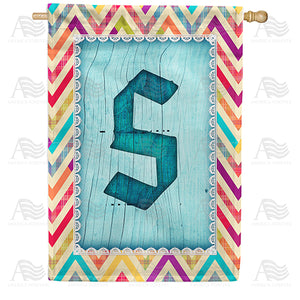 Multi Color Chevron Monogram Double Sided House Flag