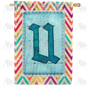 Multi Color Chevron Monogram Double Sided House Flag