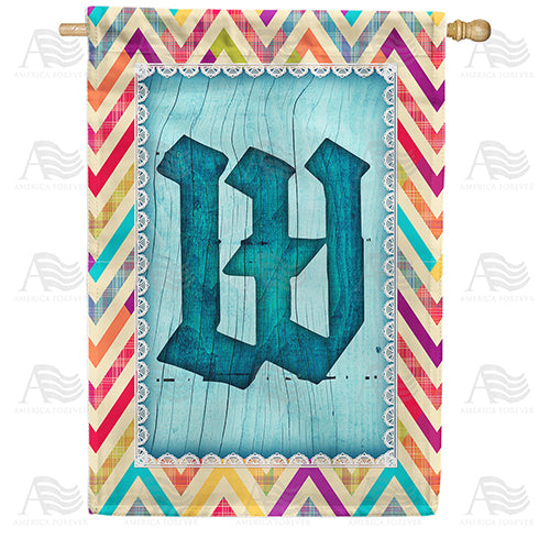Multi Color Chevron Monogram Double Sided House Flag