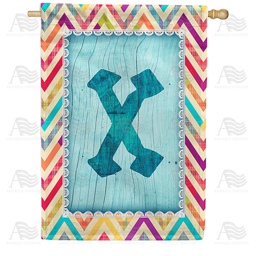 Multi Color Chevron Monogram Double Sided House Flag