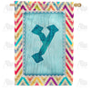 Multi Color Chevron Monogram Double Sided House Flag