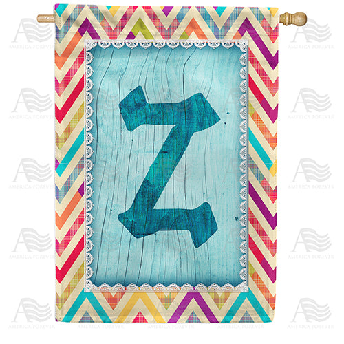 Multi Color Chevron Monogram Double Sided House Flag
