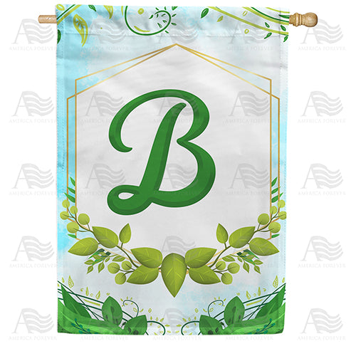 Rose Greenery Monogram Double Sided House Flag