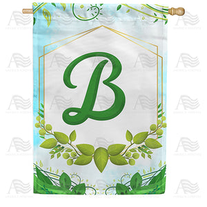 Rose Greenery Monogram Double Sided House Flag