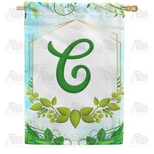 Rose Greenery Monogram Double Sided House Flag