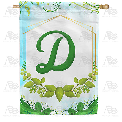 Rose Greenery Monogram Double Sided House Flag