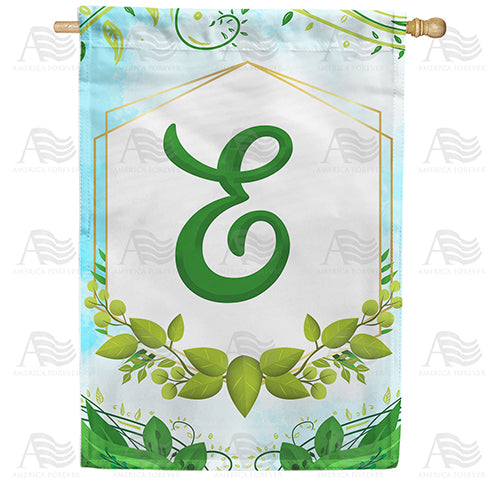 Rose Greenery Monogram Double Sided House Flag