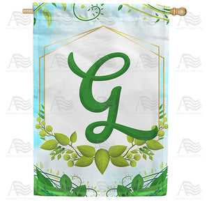 Rose Greenery Monogram Double Sided House Flag