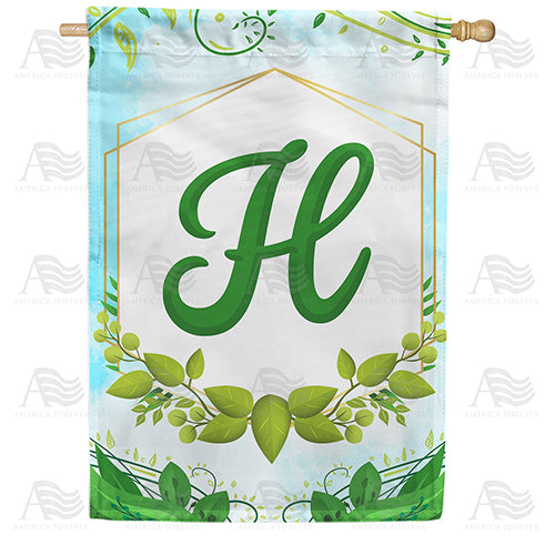 Rose Greenery Monogram Double Sided House Flag