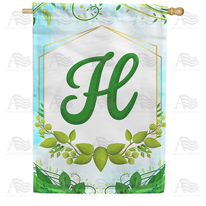 Rose Greenery Monogram Double Sided House Flag