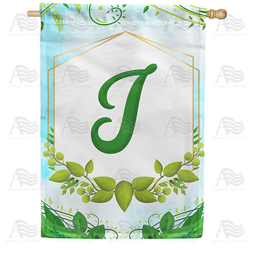 Rose Greenery Monogram Double Sided House Flag