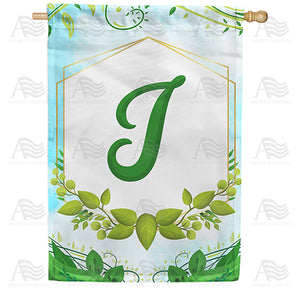 Rose Greenery Monogram Double Sided House Flag