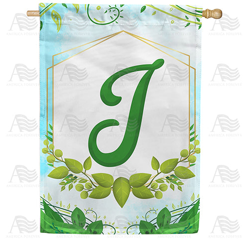 Rose Greenery Monogram Double Sided House Flag