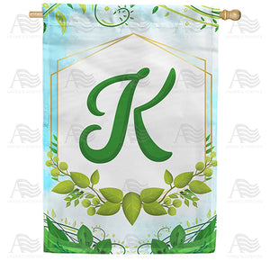 Rose Greenery Monogram Double Sided House Flag