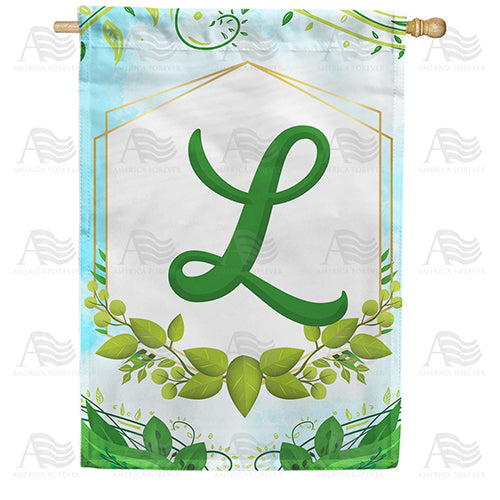 Rose Greenery Monogram Double Sided House Flag