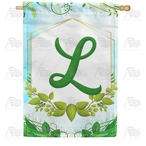 Rose Greenery Monogram Double Sided House Flag