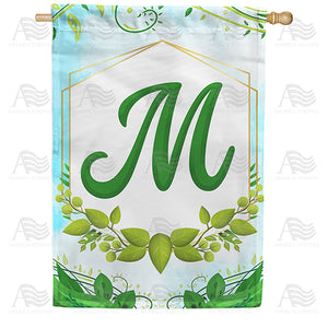 Rose Greenery Monogram Double Sided House Flag
