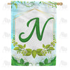 Rose Greenery Monogram Double Sided House Flag