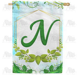 Rose Greenery Monogram Double Sided House Flag