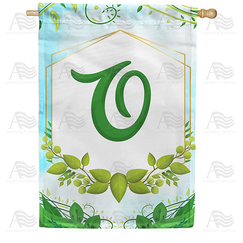 Rose Greenery Monogram Double Sided House Flag