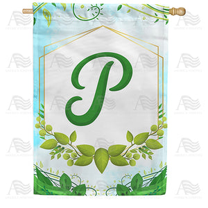 Rose Greenery Monogram Double Sided House Flag