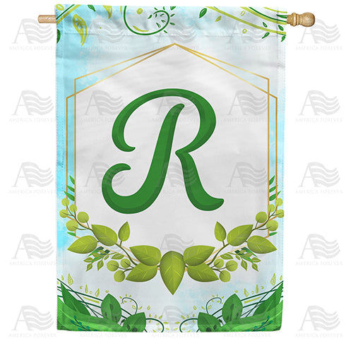 Rose Greenery Monogram Double Sided House Flag