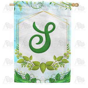 Rose Greenery Monogram Double Sided House Flag