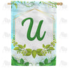 Rose Greenery Monogram Double Sided House Flag