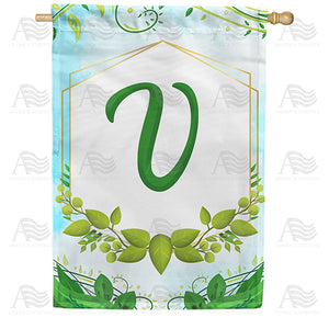 Rose Greenery Monogram Double Sided House Flag
