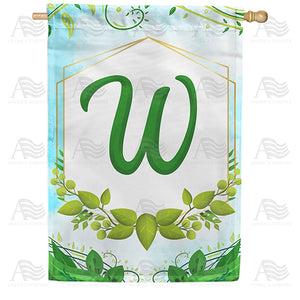Rose Greenery Monogram Double Sided House Flag
