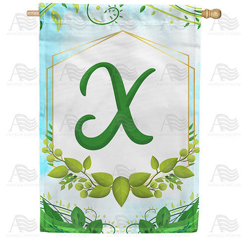 Rose Greenery Monogram Double Sided House Flag