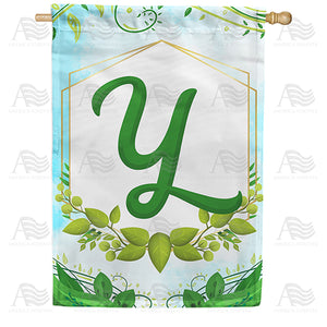 Rose Greenery Monogram Double Sided House Flag