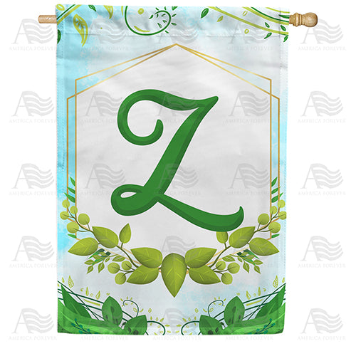 Rose Greenery Monogram Double Sided House Flag